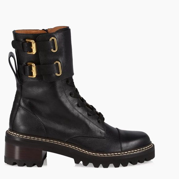 See by Chloe Mallory Leather Combat Boots - Brand New 38.5 - Picture 2 of 11